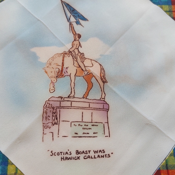 Vintage Scottish Handkerchief Souvenir scarf  Scotia's Boast Hawick Callants - Picture 7 of 12